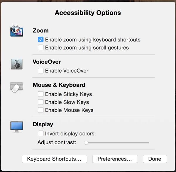 Accessibility Options OS X