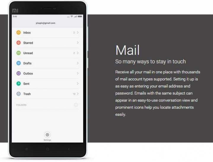 MIUI Mi 4i Mail