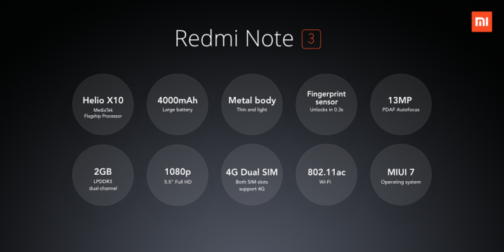 Spesifikasi Redmi Note 3