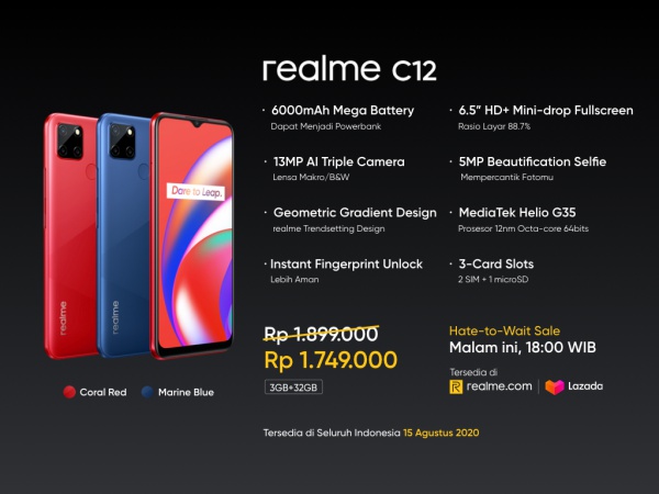 realme C12 Meluncur, Dibekali 6000mAh & Triple Camera dengan Fans Special Packaging Edition